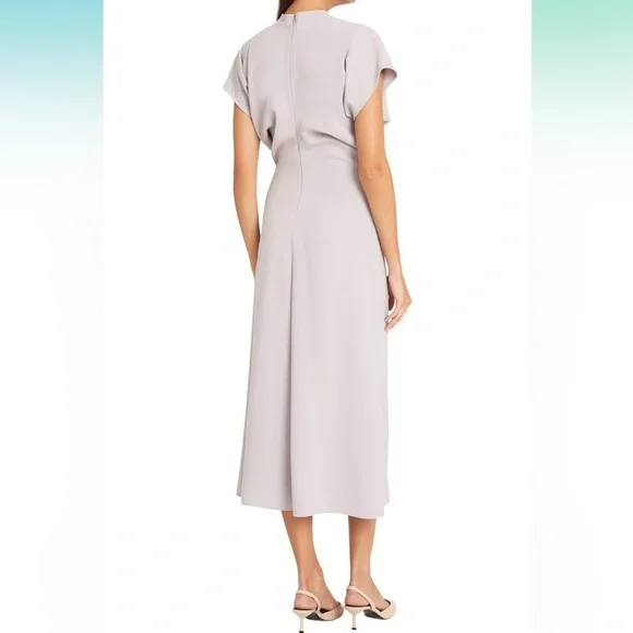 LUXELY By Maggy London Dove Gray Blouson Crew Neck Short Sleeve  Bodice THEO- - Picture 8 of 16